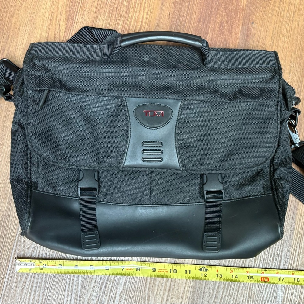 TUMI Black Nylon & Leather Briefcase Messenger Bag